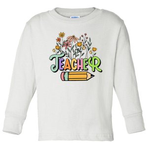 Retro Teacher Teacher for  Best Teacher Gifts Toddler Long Sleeve Shirt