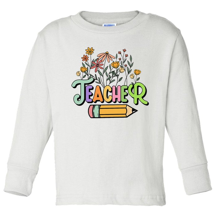 Retro Teacher Teacher for  Best Teacher Gifts Toddler Long Sleeve Shirt