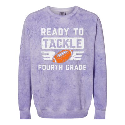 Ready To Tackle 4th Fourth Grade Football First Day School Colorblast Crewneck Sweatshirt