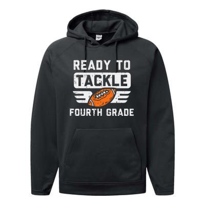 Ready To Tackle 4th Fourth Grade Football First Day School Performance Fleece Hoodie