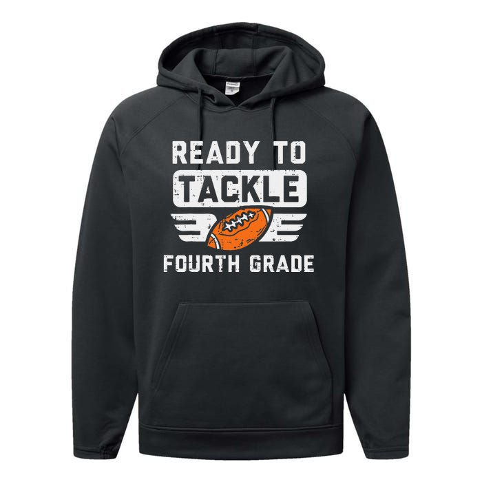 Ready To Tackle 4th Fourth Grade Football First Day School Performance Fleece Hoodie