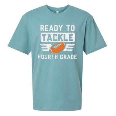 Ready To Tackle 4th Fourth Grade Football First Day School Sueded Cloud Jersey T-Shirt