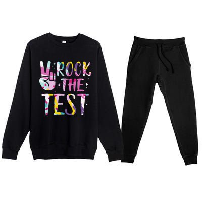 Rock The Test Testing Day Retro Motivational Teacher Student Premium Crewneck Sweatsuit Set