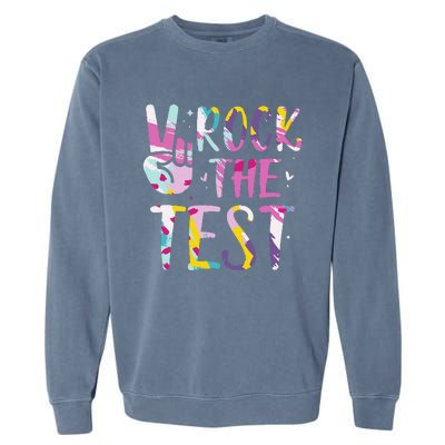 Rock The Test Testing Day Retro Motivational Teacher Student Garment-Dyed Sweatshirt