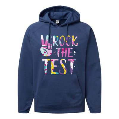 Rock The Test Testing Day Retro Motivational Teacher Student Performance Fleece Hoodie