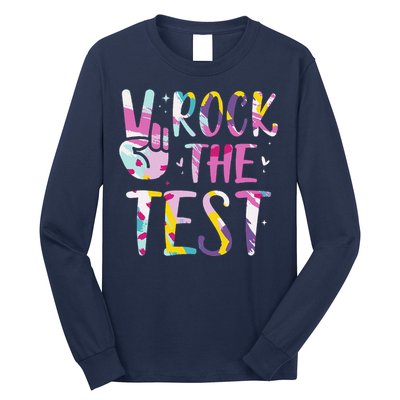 Rock The Test Testing Day Retro Motivational Teacher Student Long Sleeve Shirt