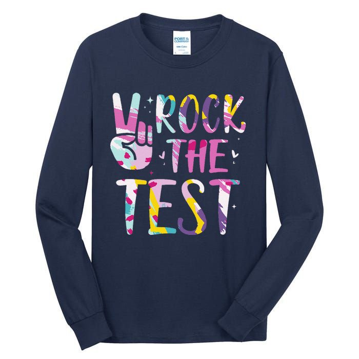 Rock The Test Testing Day Retro Motivational Teacher Student Tall Long Sleeve T-Shirt