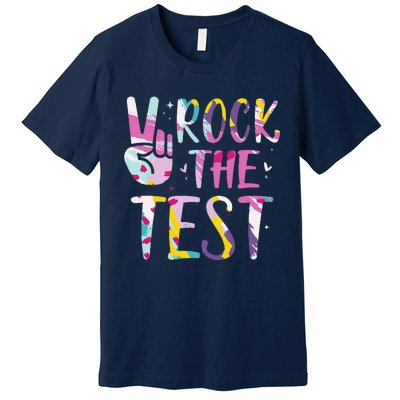 Rock The Test Testing Day Retro Motivational Teacher Student Premium T-Shirt