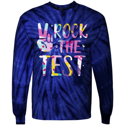 Rock The Test Testing Day Retro Motivational Teacher Student Tie-Dye Long Sleeve Shirt