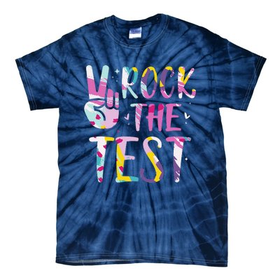 Rock The Test Testing Day Retro Motivational Teacher Student Tie-Dye T-Shirt