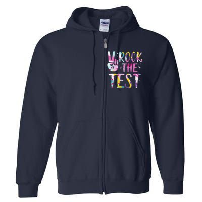 Rock The Test Testing Day Retro Motivational Teacher Student Full Zip Hoodie