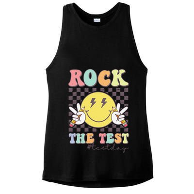 Rock The Test Testing Day Retro Motivational Teacher Student Ladies PosiCharge Tri-Blend Wicking Tank