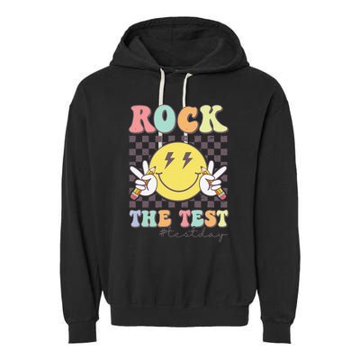 Rock The Test Testing Day Retro Motivational Teacher Student Garment-Dyed Fleece Hoodie