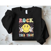 Rock The Test Testing Day Retro Motivational Teacher Student Sweatshirt