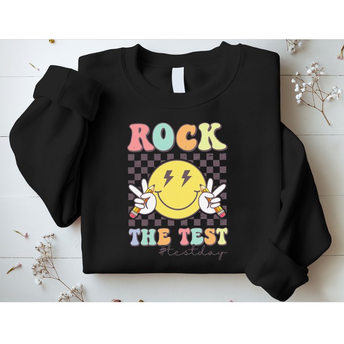 Rock The Test Testing Day Retro Motivational Teacher Student Sweatshirt
