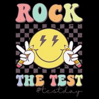 Rock The Test Testing Day Retro Motivational Teacher Student Impact Tech Backpack