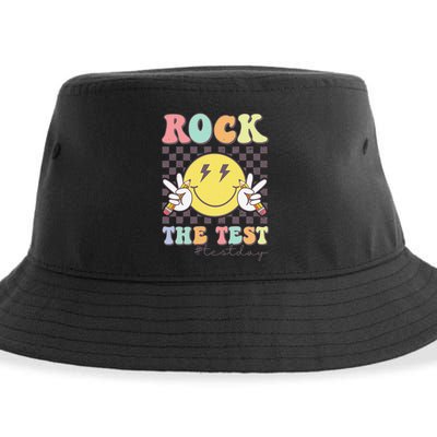 Rock The Test Testing Day Retro Motivational Teacher Student Sustainable Bucket Hat