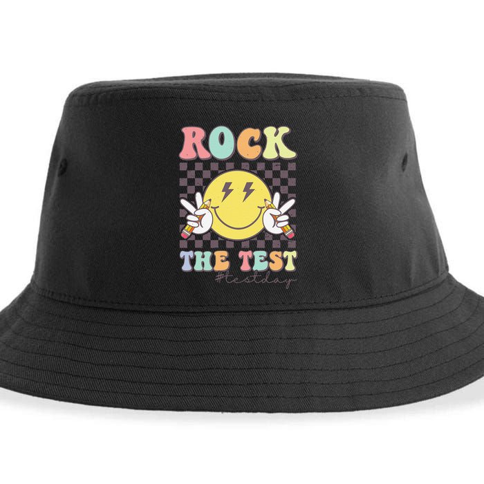 Rock The Test Testing Day Retro Motivational Teacher Student Sustainable Bucket Hat