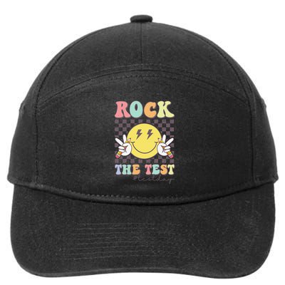 Rock The Test Testing Day Retro Motivational Teacher Student 7-Panel Snapback Hat