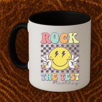 Rock The Test Testing Day Retro Motivational Teacher Student Mug