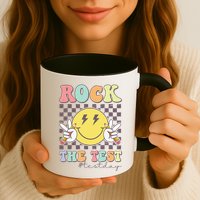 Rock The Test Testing Day Retro Motivational Teacher Student Mug