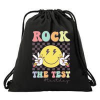 Rock The Test Testing Day Retro Motivational Teacher Student Drawstring Bag