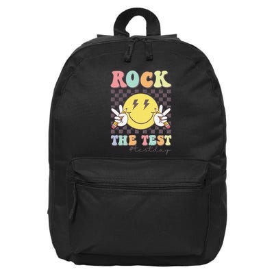 Rock The Test Testing Day Retro Motivational Teacher Student 16 in Basic Backpack
