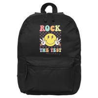 Rock The Test Testing Day Retro Motivational Teacher Student 16 in Basic Backpack
