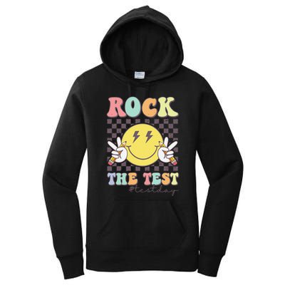 Rock The Test Testing Day Retro Motivational Teacher Student Women's Pullover Hoodie