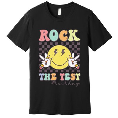 Rock The Test Testing Day Retro Motivational Teacher Student Premium T-Shirt
