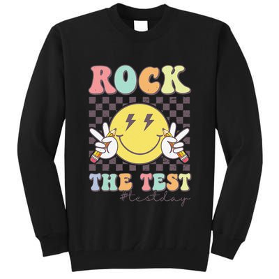 Rock The Test Testing Day Retro Motivational Teacher Student Tall Sweatshirt