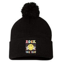 Rock The Test Testing Day Retro Motivational Teacher Student Pom Pom 12in Knit Beanie