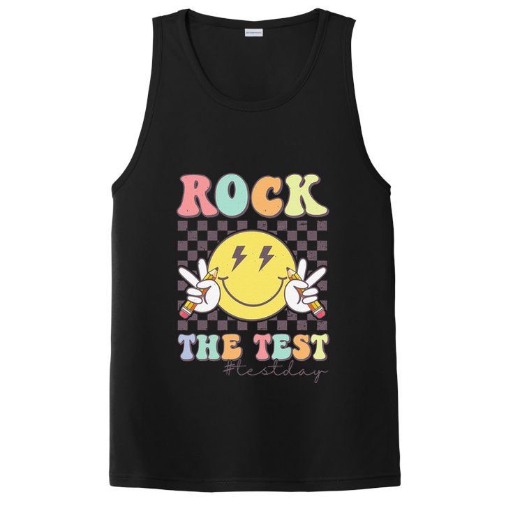 Rock The Test Testing Day Retro Motivational Teacher Student PosiCharge Competitor Tank