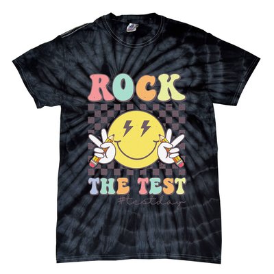 Rock The Test Testing Day Retro Motivational Teacher Student Tie-Dye T-Shirt