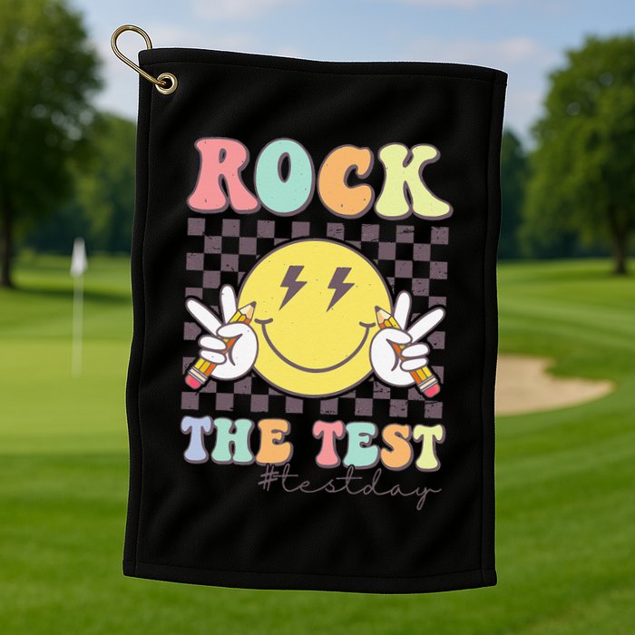 Rock The Test Testing Day Retro Motivational Teacher Student Golf Towel