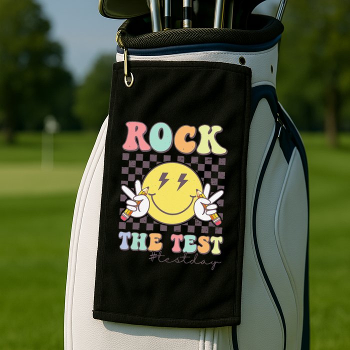 Rock The Test Testing Day Retro Motivational Teacher Student Golf Towel