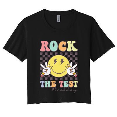 Rock The Test Testing Day Retro Motivational Teacher Student Crop Top