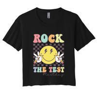 Rock The Test Testing Day Retro Motivational Teacher Student Crop Top