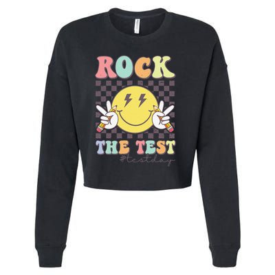 Rock The Test Testing Day Retro Motivational Teacher Student Cropped Pullover Crew