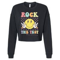 Rock The Test Testing Day Retro Motivational Teacher Student Cropped Pullover Crew