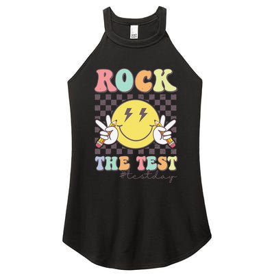 Rock The Test Testing Day Retro Motivational Teacher Student Women's Perfect Tri Rocker Tank