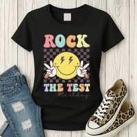 Rock The Test Testing Day Retro Motivational Teacher Student Womens T-Shirt