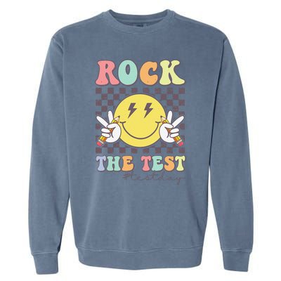 Rock The Test Testing Day Retro Motivational Teacher Student Garment-Dyed Sweatshirt