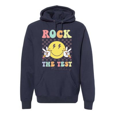 Rock The Test Testing Day Retro Motivational Teacher Student Premium Hoodie