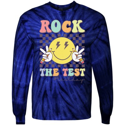 Rock The Test Testing Day Retro Motivational Teacher Student Tie-Dye Long Sleeve Shirt