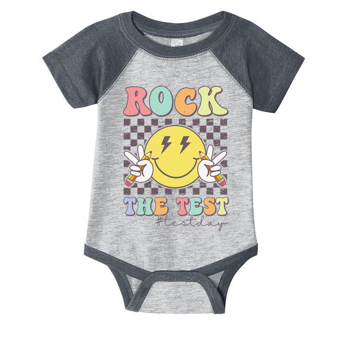 Rock The Test Testing Day Retro Motivational Teacher Student Infant Baby Jersey Bodysuit