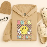 Rock The Test Testing Day Retro Motivational Teacher Student Hoodie