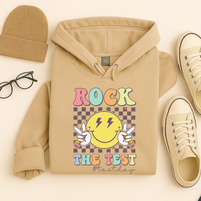 Rock The Test Testing Day Retro Motivational Teacher Student Hoodie