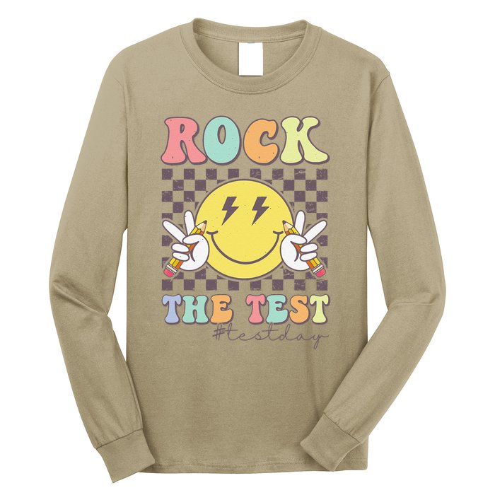 Rock The Test Testing Day Retro Motivational Teacher Student Long Sleeve Shirt