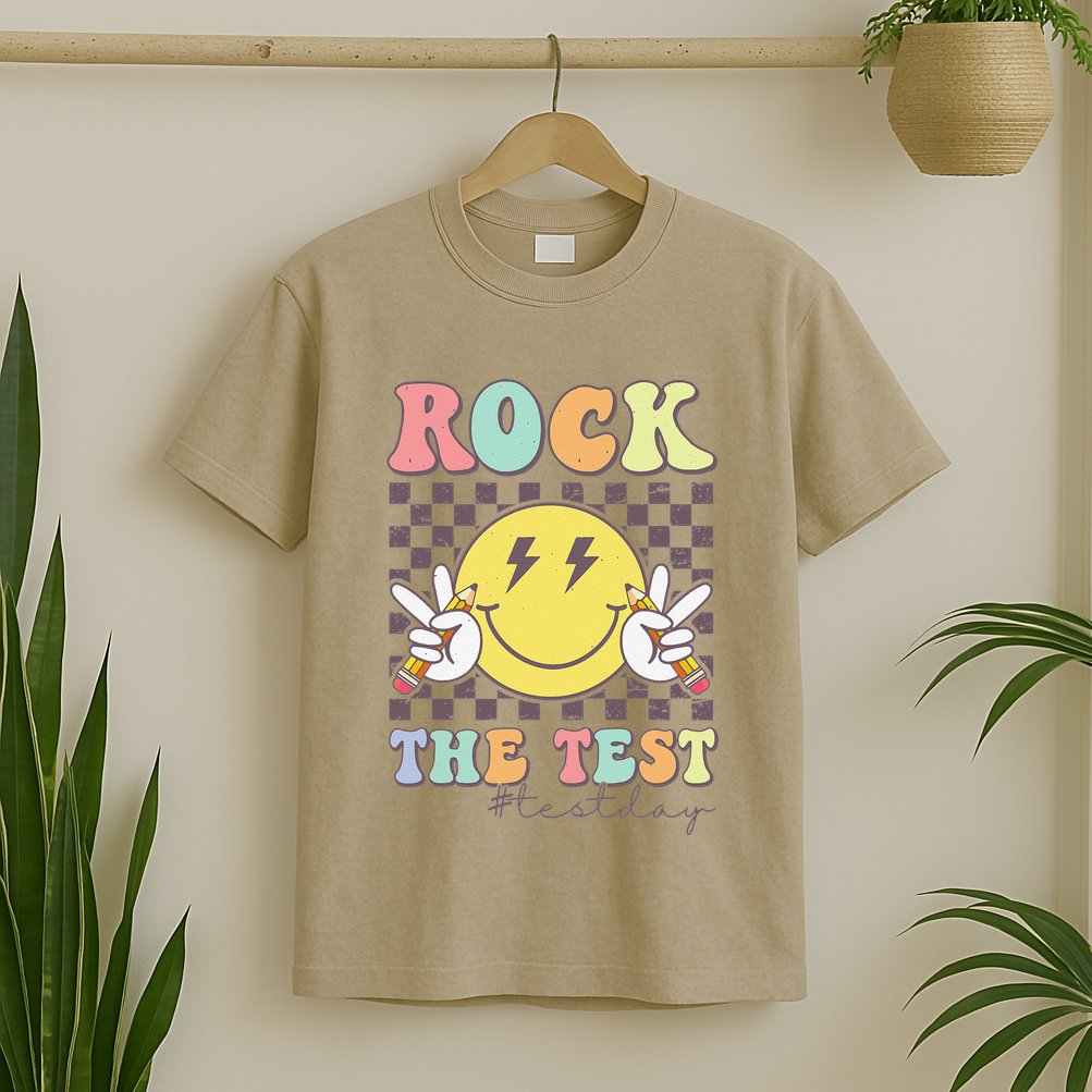 Rock The Test Testing Day Retro Motivational Teacher Student T-Shirt